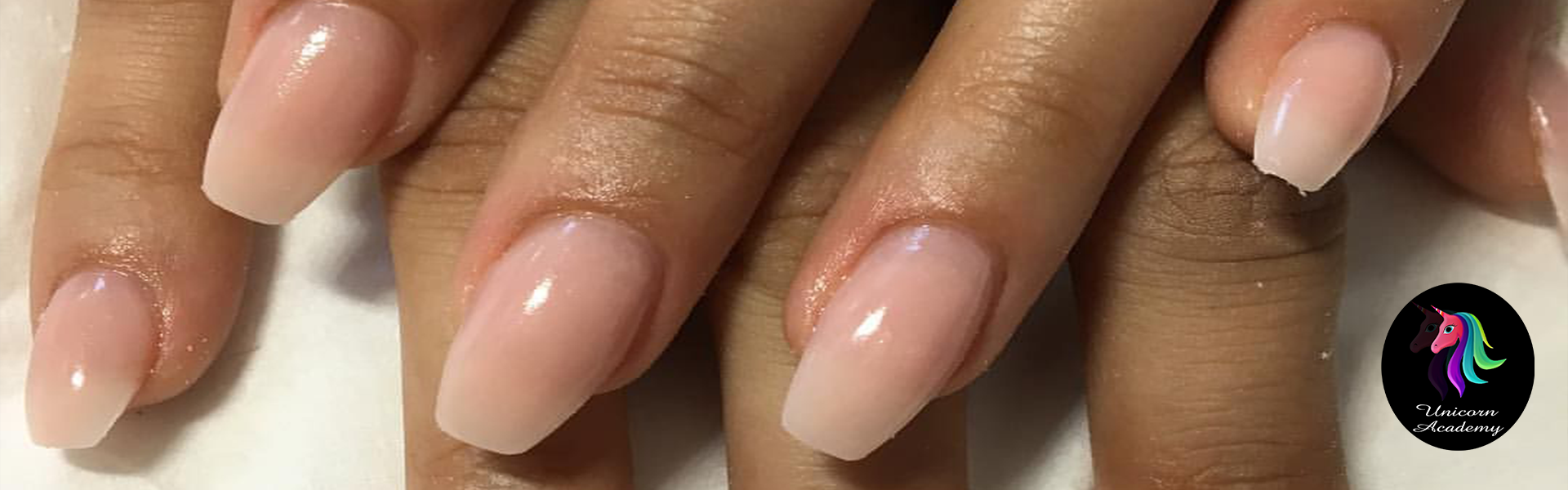 Manicure with classic nude base nail Extensions.