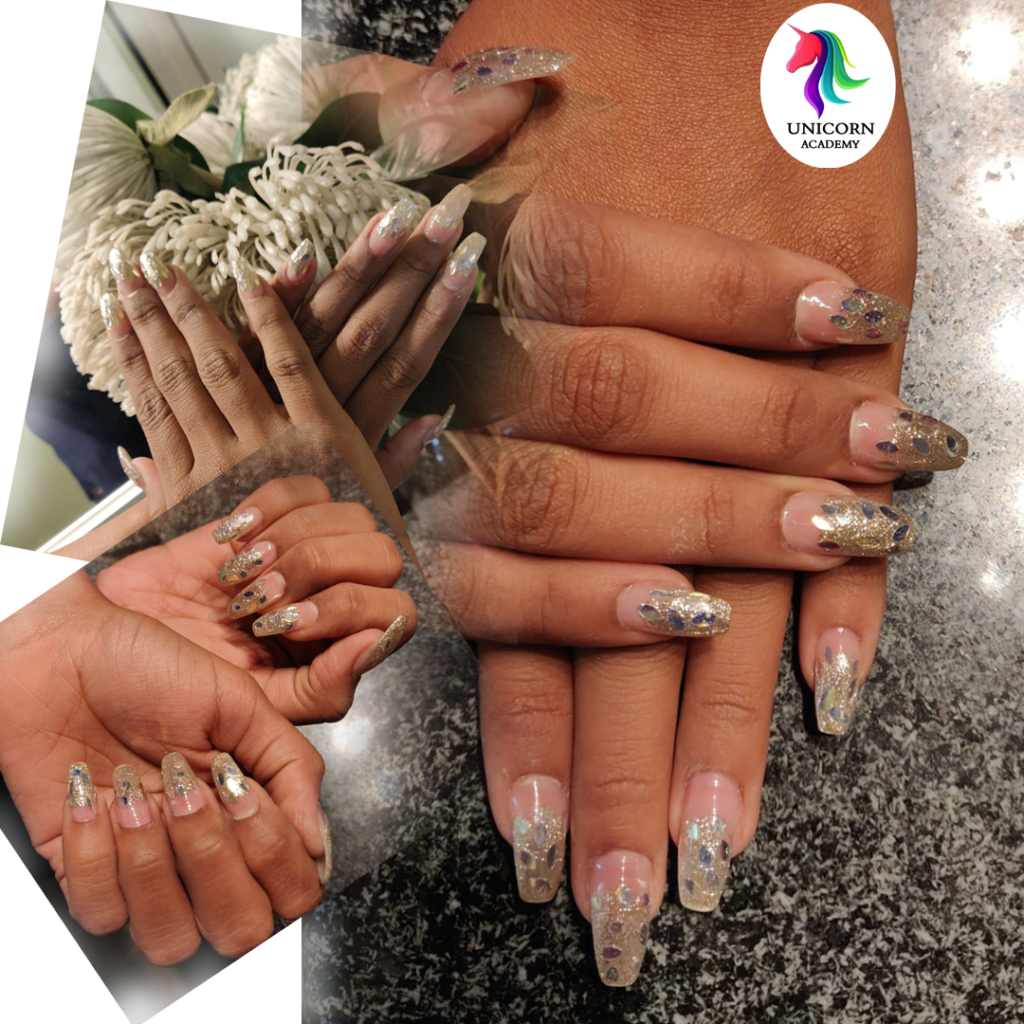 Unicorn Academy India | Eye-catching nails with a radiant gleam finish.