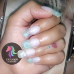 Unicorn Academy India | Creative aquarium nail art design with vibrant colors.