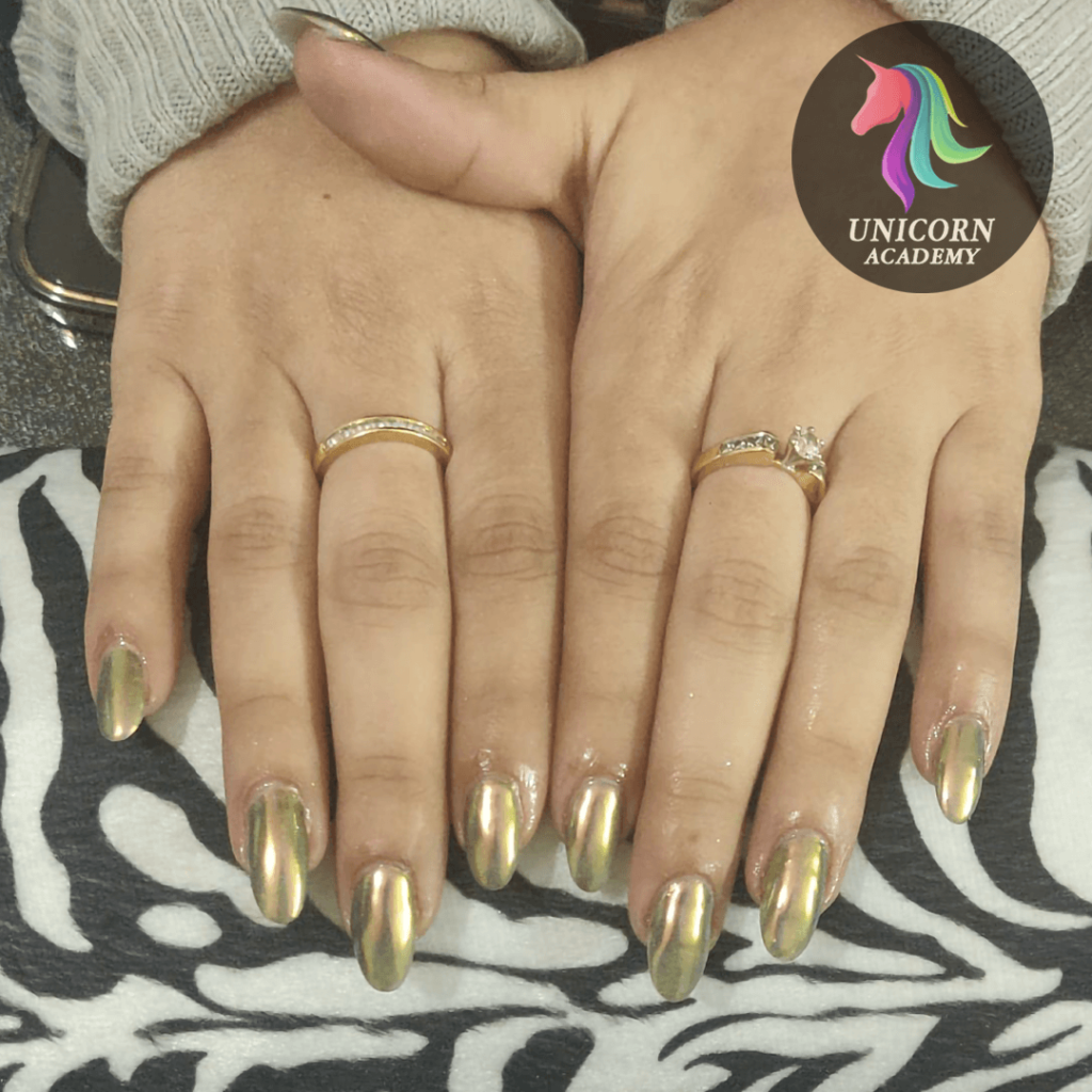 Unicorn Academy India Student - Chrome Nails Design