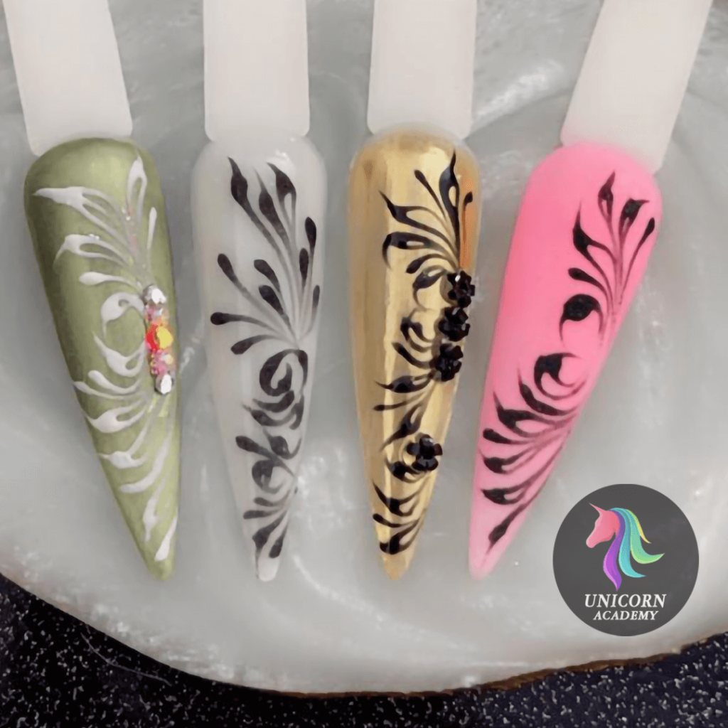 Unicorn Academy Student - Delicate Filigree Nail Art Design